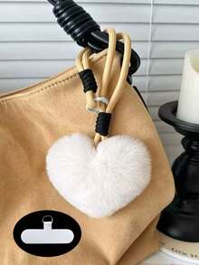 1 件蓬松心形吊坠，可旋转手机挂绳，包包挂饰，钥匙扣，适用于一般手机 - 彩色 - 查看 28