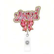 1pc Gold Glitter XOXO Retractable Badge Reel, Creative Alligator Clip Design, Medical ID Card Holder, Rotating Chest Badge Clip