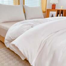 Soft Solid Color Duvet Cover Set, Bedding Set - Includes 1 Duvet Cover And 2 Pillow Shams, Suitable For Girls, Boys And Teenagers In Dorms, Fits Twin XL, Queen, King Size Beds (Duvet Insert And Sheets Not Included) - White - View 6