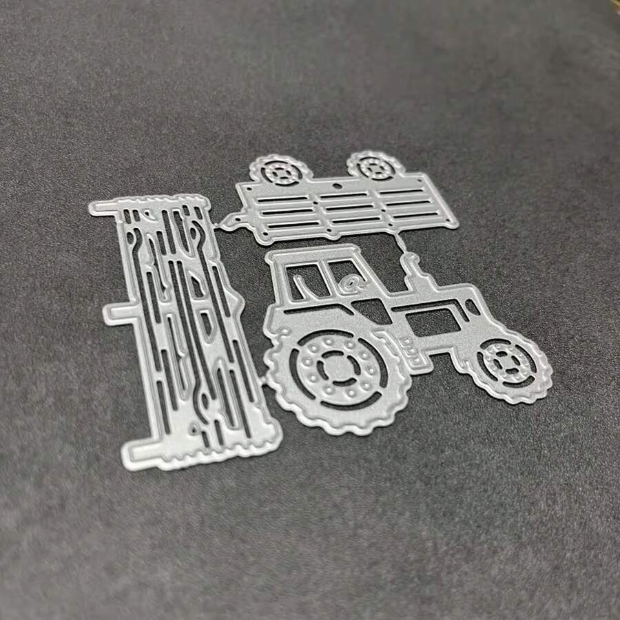 1pc Autumn Farm-Themed Metal Cutting Die Stencil For Paper Card Making, Scrapbooking, DIY Cards, Photo Album Craft Decorations - Silver - View 1
