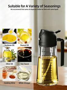 1个二合一手持式喷油瓶，集喷油和倒油功能于一体，可用作橄榄油喷雾器和油壶，减少油溅到炊具上，厨房用油壶，适用于烹饪、烧烤、空气炸锅、烘焙、沙拉、花园浇水、家居清洁等，颜色随机。 - 彩色 - 查看 4