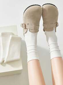 5 pares de calcetines blancos para postparto de mujer, simples y versátiles para uso diario, de media pantorrilla - Multicolor - Ver 2