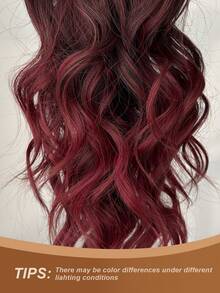 Claw Shaped Ponytail Extension Hair Accessory Gradient Red 24 Inch Long Wave Heat-Resistant Fiber Synthetic Ponytail Wig, Suitable For Women's Christmas, Halloween, Music Festivals, Parties, And Daily Use