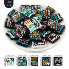 5 pièces/set, 5 styles de perles focales en silicone mélangées, convient pour l'artisanat DIY, les stylos à perles, les décorations de sacs, les pendentifs, etc. - Multicolore - Voir 16