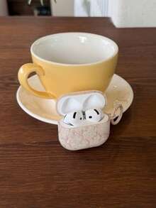 Ins风韩版粉色线条花卉图案4/ Pro第三代/ 2无线蓝牙耳机保护套，柔软全包保护壳，女士款 - 粉色 - 查看 7