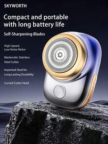 SKYWORTH Mini Portable Electric Shaver, Fast Charging, Quiet Motor, IPX7 Waterproof, Floating Heads, Compact Travel Shaver - Multicolor - View 12