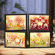 DIY Flower Building Blocks Photo Frame Decor, Handmade Rose Bouquet Puzzle, Healing Office Decoration, Girlfriend Gift, Christmas, Birthday, Holiday, New Year, Mother's Day Gift - Multicolor - View 1