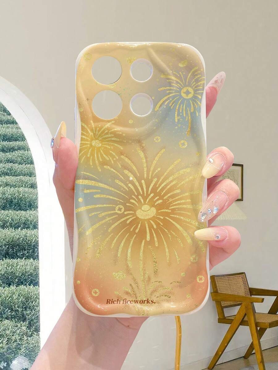 1 carcasă de telefon groasă, anti-cădere, cu protecție pentru lentile perforate, cu model minimalist de monede și artificii, compatibilă cu 17/17 Pro/17 Pro Max/17 Air/16/11/16 Pro/16 Plus/16 Pro Max/16e/15 Pro Max/13/14/12/11/7G/8P, Galaxy, Redmi, OPPO, Vivo Y20/Y21/Y36, Transsion