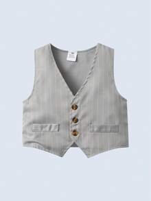 BOARNSEORL 3pcs Young Boys Gentleman Outfit - Long Sleeve Shirt With Bowknot, Gray Vest And Gray Pants, Fashionable, Suitable For Birthday Party, Wedding, Family Gathering, Valentine's Day - Grey - View 10