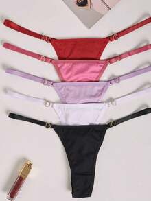 Kit 5 Calcinha Fio Regulagem em Microfibra poliamida cores sexy - Multicolorido - Visão 2