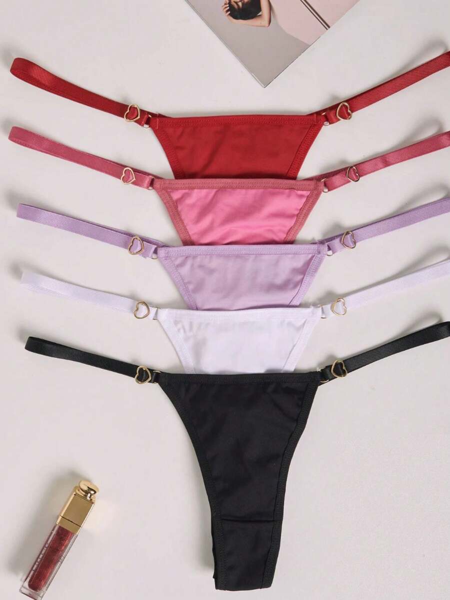 Kit 5 Calcinha Fio Regulagem em Microfibra poliamida cores sexy