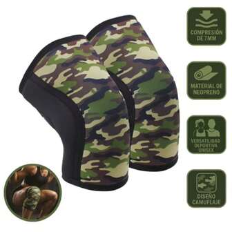 Par de Rodilleras Neopreno 7mm Talla M Camuflaje Unisex + Rodillera Deportiva de Compresión
