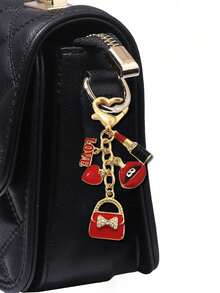 度假风樱桃吊坠，闪亮防水易清洁复古Y2K樱桃钥匙扣，时尚度假女孩，编织包百搭水果挂饰，沙滩派对，樱桃饰品配饰，母亲节礼物 - 彩色 - 查看 5