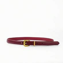 1条酒红色细腰带，女士款，适合日常穿着 - 酒紅色銅扣頭 - 查看 3