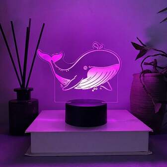 1pc Creative Whale Shaped Atmosphere Light, Used As Decorative Lamp For Room, Desk Decor, Touch Sensitive 7-Color Changing, Acrylic Small Night Light, Birthday Gift, Holiday Present