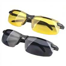 A Pair Of Sports Glasses, Casual Glasses, Ultralight Aurora Night Vision Driving Glasses, Suitable For Both Men And Women - Anti-Glare, Semi-Rimless Design Ensures Vision At Night, Everyday Wear Glasses, A Creative Gift For Both Men And Women. - Yellow - View 6