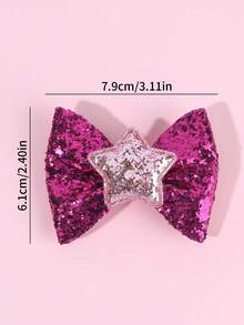 2pcs Shiny Hair Clips, Suitable For Girls - Shiny Metallic Purple And Pink Star-Shaped Hair Clips With Iridescent Glitters, , Suitable For Parties, Valentine's Day, Dancing, Daily Styling - Sweet Style Hair Clips, Suitable For Teenagers And Friends, Teen Hair Accessories - Multicolor - View 7