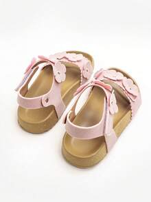 1 Pair Fashionable Solid Color Minimalist Hook And Loop Flat Sandals, Comfortable & Durable, Suitable For Outdoor Activities, Summer - Pink - View 5