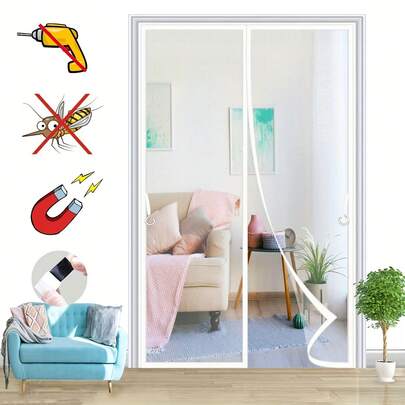 Magnetic Screen Door/High-Density Mosquito-Proof Curtain With Automatic Closure, No Drilling Installation Insect Repellent Hanging Net Suitable For Outdoor Doors, Balcony Gates, Bedroom Entrances And More, Balcony Gate Net, Outdoor Door Screen, Seamless Entryway Screen, Mesh Fabric, Reinforced Edges, Insect Barrier Net, Nodrill Installation, Pet Owners, Allergy Sufferers