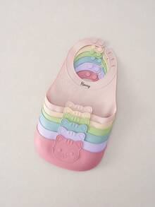 1pc Personalized Customization Name Baby Silicone Bib Cute Cat Design Adjustable Waterproof Feeding Bib Custom Baby Tableware Easy Clean Kids Gift - Multicolor - View 5