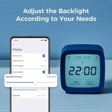 - Reloj despertador digital inteligente con mltiples alarmas, funciona con pilas, pequeo reloj despertador con visualizacin de temperatura y humedad para recmara, fcil - Azul - Ver 5