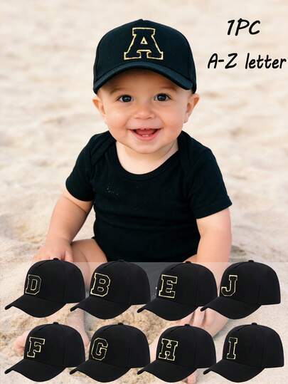 1pc Adjustable A-Z Letter Baby/Toddler Baseball Cap, Sun Protection Casual Sports Hat, Suitable For Princess Girls Travel, Outdoor Activities And Daily Wear, Birthday Gift