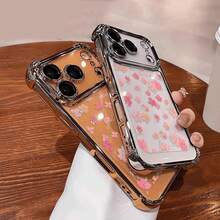 Beautiful Flowers Pattern Phone Case for  17 16 15 14 13 12 11 Pro Max 17 AIR XS Max X Clear  Cover - Dorado - Ver 3