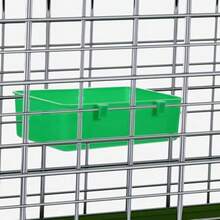 2个悬挂式塑料食物水碗，小型动物喂食器，笼子配件，鸟笼喂食器，替换喂食碗，鹦鹉，小型动物（绿色）