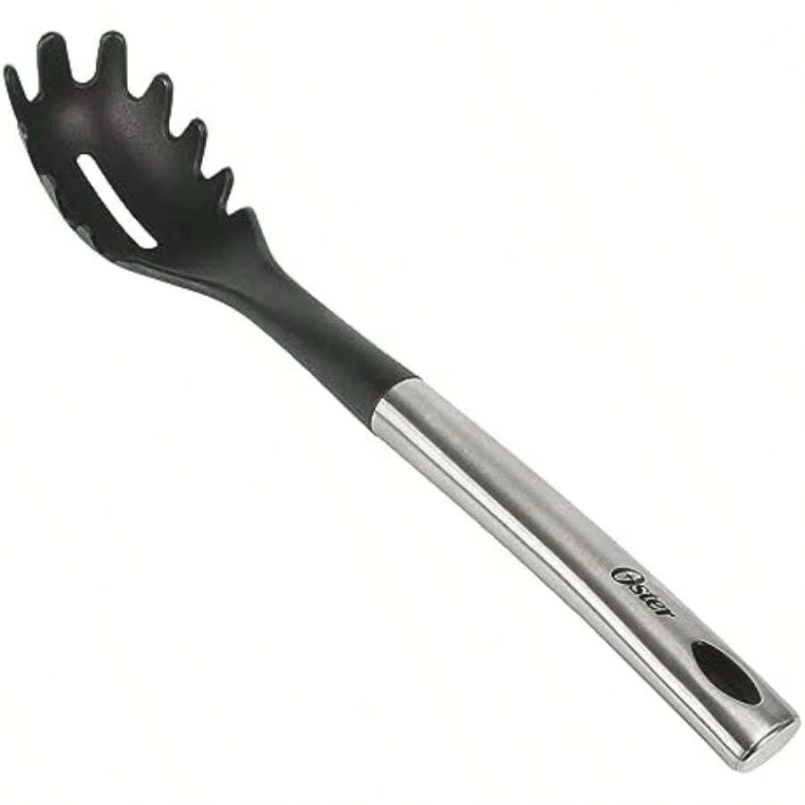 Oster Baldwyn - Espátula de nailon de 33 cm, color negro con mango de acero inoxidable(Spaghetti Server Acero inoxidable) - Multicolor - Ver 1