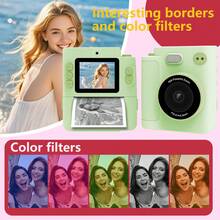 即时打印相机，即刻打印美好回忆！二合一便携式相机和照片打印机 – 4800万像素高清玩具相机，内置贴纸打印机和1080P视频功能 | 1300mAh可充电电池，轻巧易用 | 生日/圣诞节/旅行的完美礼物（可选：单机版或含32GB存储卡和相纸补充包）#即时相机 #照片打印机 #玩具相机