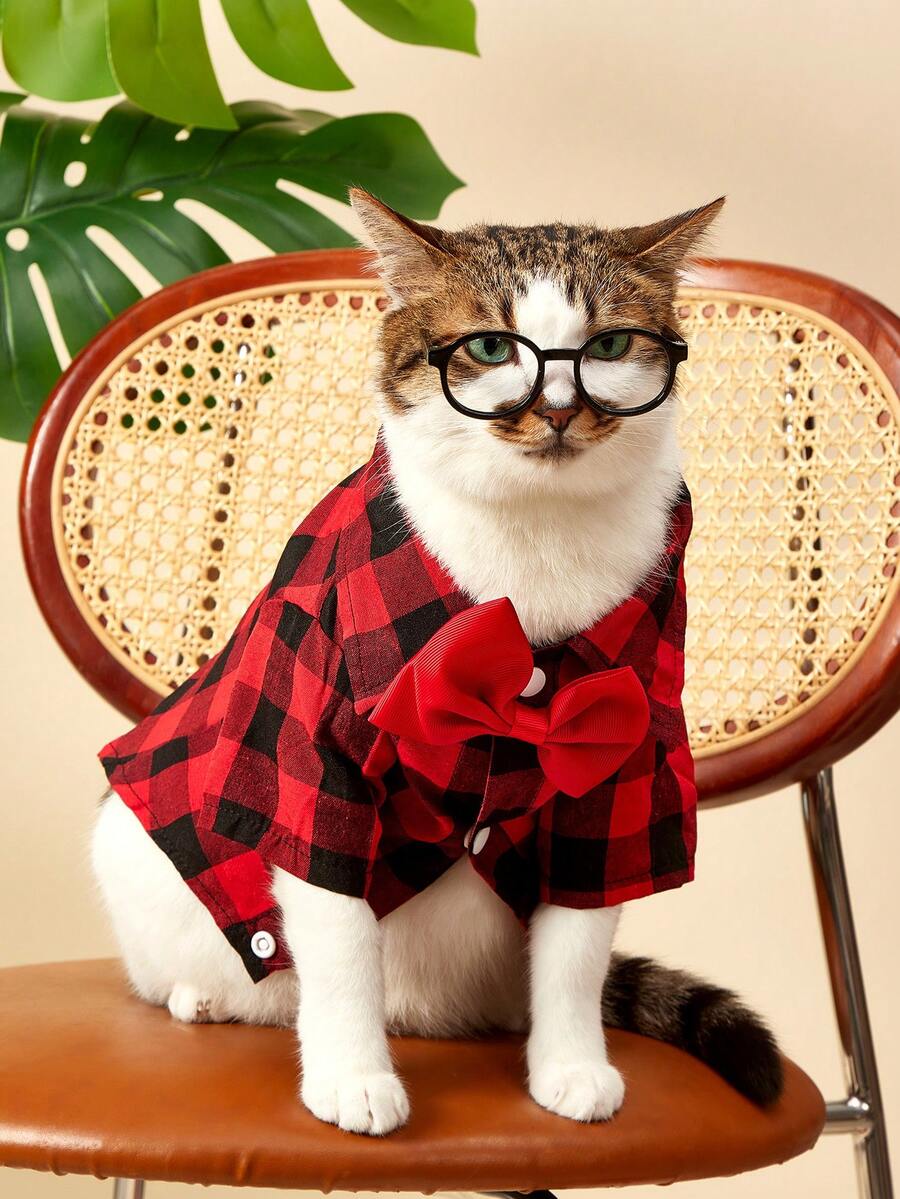 PETSIN 1pc Grid Patterned Shirt Suitable For Cats And Dogs In Spring And Summer