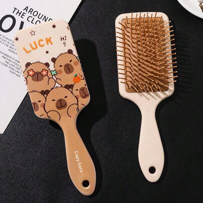 Capybara Large Paddle Cartoon Capybara Head Massage Comb, Tangle-Free Comb For Women, Air Cushion Brush, Air Cushion Brush, Cute Capybara Air Cushion Brush | Daily Hair Care + Versatile Life Companion, Soft And Cute Capybara Themed Air Cushion Brush, Suitable For Multiple Scenarios