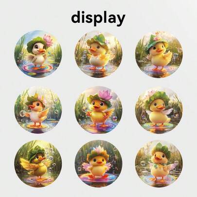 500pcs/Roll Duckling Under Lotus Leaf Pattern Stickers, Ideal For Small Gifts. DIY Decorative Stickers. Happy New Year. 8-10 Assorted Patterns, Suitable For Decorating Small Gifts, Packaging Bags, Cups, Stationery, And More.