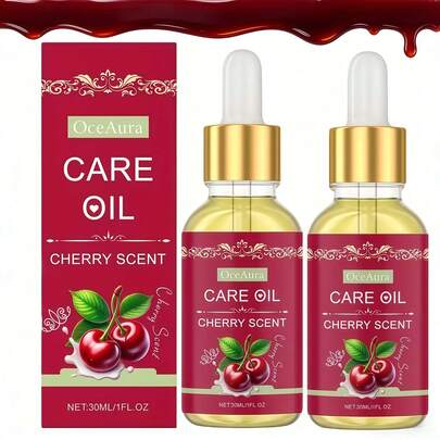 زيت أساسي للعناية بالمنطقة الحميمة للنساء بنكهة الكرز 30مل*2، يحتوي على جلسرين وبيوتيلين جليكول وزيت خروع مهدرج ومستخلص الكرز، يغذي البشرة برفق ويحافظ على رطوبتها وراحتها، ينظف ويعتني بها بفعالية يومياً، طازج وغير لزج