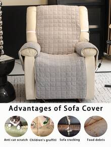 1pc Thick Warm Jacquard Flannel Sofa Cushion, Style Pet-Friendly Anti-Dirty Anti-Slip Sofa Recliner Chair Cover, Autumn/Winter Anti-Cat Scratch Sofa Protector Suitable For Living Room Single Seat Sofa Recliner (Sold Individually) - Light Grey - View 4
