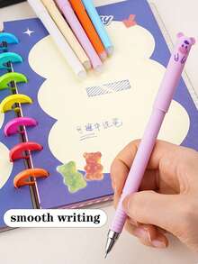 24pcs Cute Animal Erasable Pen Set, Includes Blue Erasable Pen Refills, Various Adorable Designs, Smooth Writing, Built-In Eraser, Suitable For Students, Office, School, Home, Holiday Parties, Perfect High-Quality Gift - Multicolor - View 5