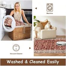 Blue 2x3 Washable Rug, Small 2x3 Rugs Entryway Kitchen Bathroom Door Indoor Entrance, Pet Friendly, Non Slip Rubber Backing, Stain Fade Resistant - 石榴紅 + 2' x 3'(長方形) - 查看 4