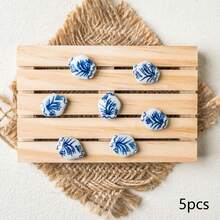 5pcs Elegant Vase Series Straight Hole Beads Hand-Painted Vintage Blue And White Ceramic Beads, Suitable For DIY Bracelets, Necklaces, Earrings, Phone Chains, Bag Charms, Jewelry Accessories, Loose Beads, Holiday Gifts - Blue and White - View 17