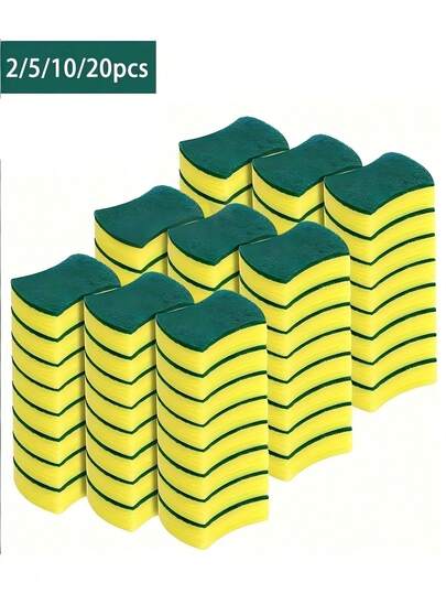 2/5/10/20片装多功能清洁海绵，双面百洁布，适用于家居清洁、洗碗、吸水、厨房清洁布、水槽或炉灶清洁垫、清洁用品、厨房清洁工具