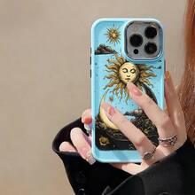 Drop Resistant, Sun, Moon, UV Resistant, Soft Silicone Printing, Metallic Plating Case For Apple  11 12 13 14 15 16 17 Pro Max 14 15 16 Plus 17 Air X XR XS Max, Anti-Impact, Minimalist Design, Protective, Scratch-Resistant, Perfectly Fitting Case P2543 - 黑色 - 查看 7