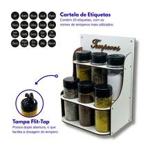 Porta Temperos 6 Potes Cozinha Organizada Moderna Cartela 20 etiquetas. - Multicolorido - Visão 2