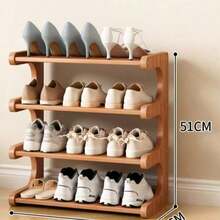 Space-Saving Bamboo Shoe Rack - Multi-Tier Storage Organizer For Closet And Entryway, Durable Wooden Design - Brown - View 7