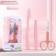 3pcs Eyebrow Grooming Set: Stainless Steel Eyebrow Razor, Eyebrow Tweezers, Eyelash Brush - Multicolor - View 9