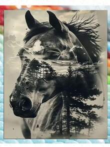 Diamond Art Kits For Adults, 5D DIY Horse Diamond Painting Kits For Beginners, Diamond Dots Gem Arts Crafts Kits For Living Room Bedroom Home Wall Decor Offices - Multicolor - View 1