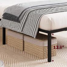 Marco de cama tamaño matrimonial, plataforma metálica de 35,5 cm, resistente con soporte de listones de hierro, espacio de almacenamiento debajo de la cama, capacidad de peso de 362 kg, no necesita somier. - 75,2" de largo x 53,9" de ancho x 13,8" de alto - Ver 9