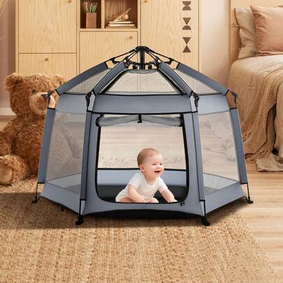 Baby Playpen, Pop Up Toddler Playpen With Canopy, Indoor & Outdoor Portable Play Yard For Babies Toddlers With UPF 50+ Sunshades & Travel Bag For Home Park Beach, Foldable And Lightweight