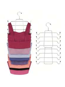 1个4/8层多层折叠内衣衣架，防滑可折叠文胸收纳架，铁质衣架，8层可调节衣架 - 彩色 - 查看 2