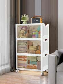 4layers  Plastic Storage Box Organizer, Stackable Storage Box, Covered Storage Box, Storage Container Organizer For Kitchen, Bedroom, Living Room, Study, Office, Foldable Storage Box, Saving Space - White - View 6