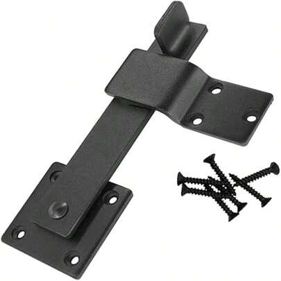 1pc 5.5 Inch Heavy Duty Solid Iron Barn Door Latch - Rotating Climbing Carabiner Bolt With Screws, Suitable For Sliding Wooden Doors, Durable And Secure