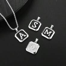 LUXEJEW - Collar con letra inicial de la A a la Z para hombres y mujeres cadena de acero inoxidable con colgante de letra collar con monograma capital regalos para hombres de 20 + 2 pulgadas - como en la foto - Ver 8